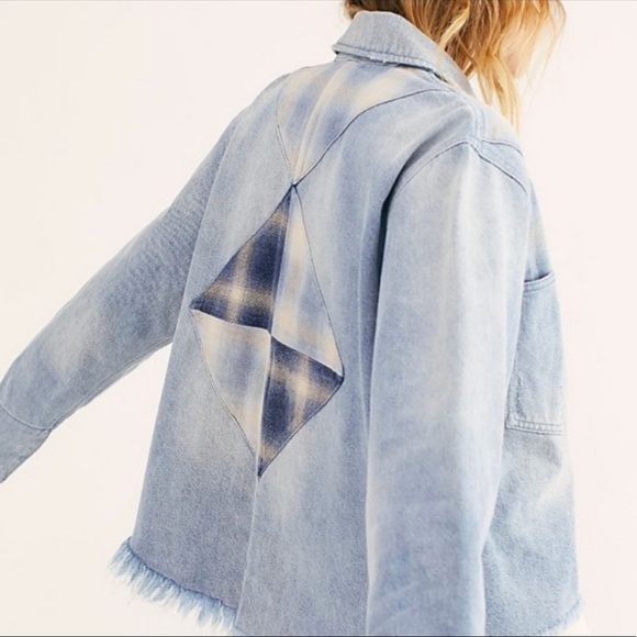 We The Free Patchwork Raw Hem Denimf Jacket - Picture 2 of 7